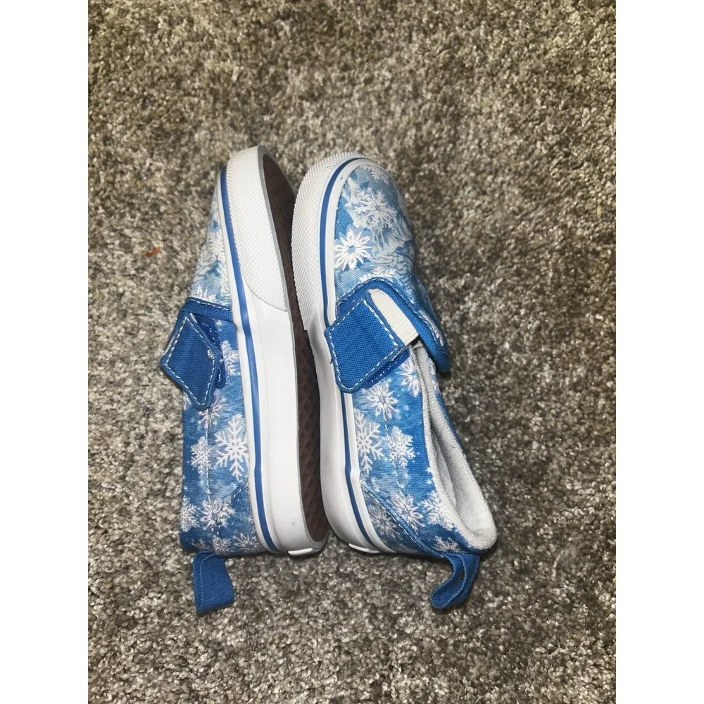 Vans Low Snowflake Blue Girls New Toddler Slip on No Tie 7.5 Winter Frozen